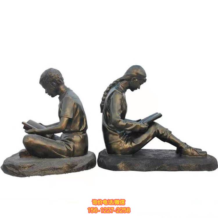 玻璃鋼看書人物雕塑，為校園廣場帶來景觀美感