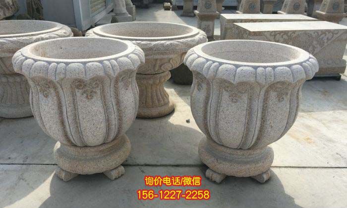 花盆雕塑-別墅小區大理石浮雕花盆雕塑