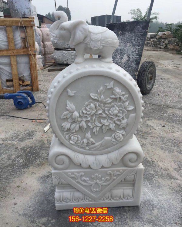 漢白玉石雕庭院門口大理石石雕鎮宅抱鼓石雕塑