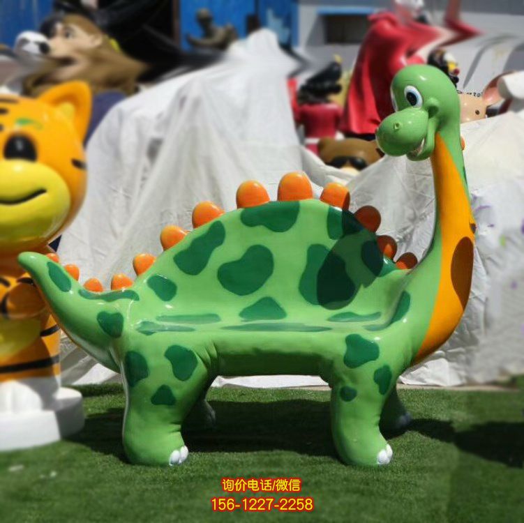 游樂園一只大號恐龍座椅玻璃鋼恐龍雕塑 游樂園一只大號恐龍座椅玻璃鋼恐龍雕塑