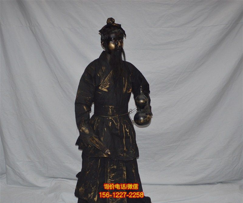 拿著葫蘆的道士古代人物銅雕葫蘆雕塑 拿著葫蘆的道士古代人物銅雕葫蘆雕塑