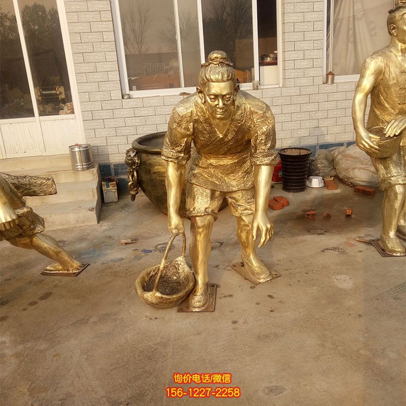 公園播種人物農耕文化人物玻璃鋼鍍金雕塑 公園播種人物農耕文化人物玻璃鋼鍍金雕塑