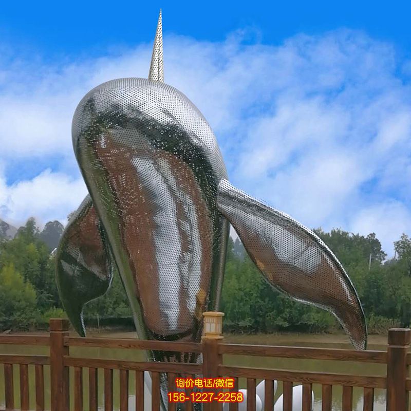 鯨魚(yú)雕塑公園擺放的出水的不銹鋼鏤空創(chuàng)意鯨魚(yú)雕塑 鯨魚(yú)雕塑公園擺放的出水的不銹鋼鏤空創(chuàng)意鯨魚(yú)雕塑
