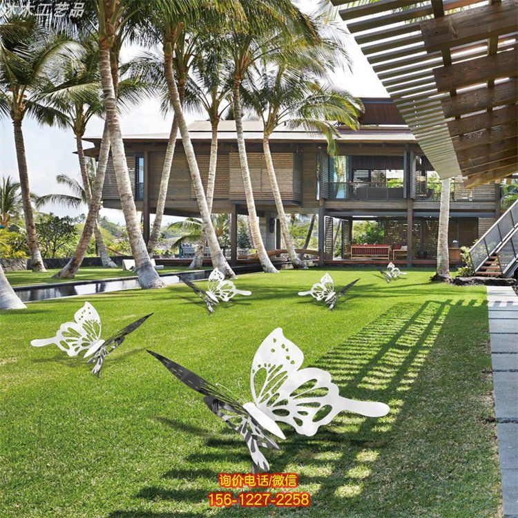 不銹鋼蝴蝶，鏡面蝴蝶雕塑擺件