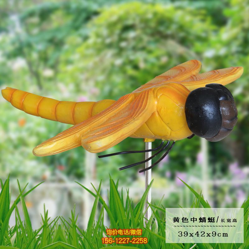 室內商場黃色卡通玻璃鋼蜻蜓雕塑 室內商場黃色卡通玻璃鋼蜻蜓雕塑