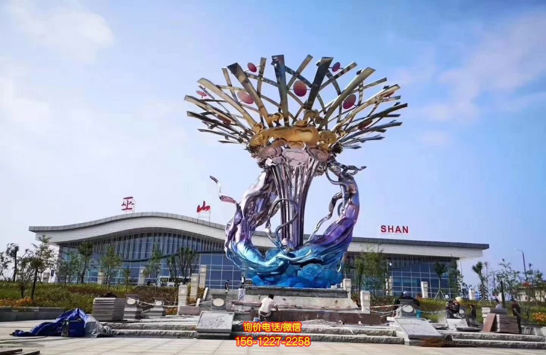 大型廣場擺放的跳舞的玻璃鋼彩繪美人魚雕塑 大型廣場擺放的跳舞的玻璃鋼彩繪美人魚雕塑