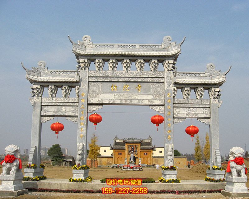 寺院景區新款青石牌坊山門石雕 寺院景區新款青石牌坊山門石雕