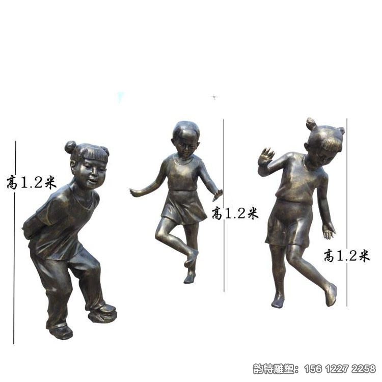 小女孩踢毽子雕塑，校園文化主題雕塑定做