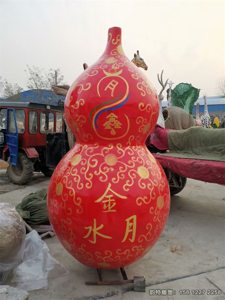 玻璃鋼流水葫蘆雕塑，制作仿真葫蘆雕塑