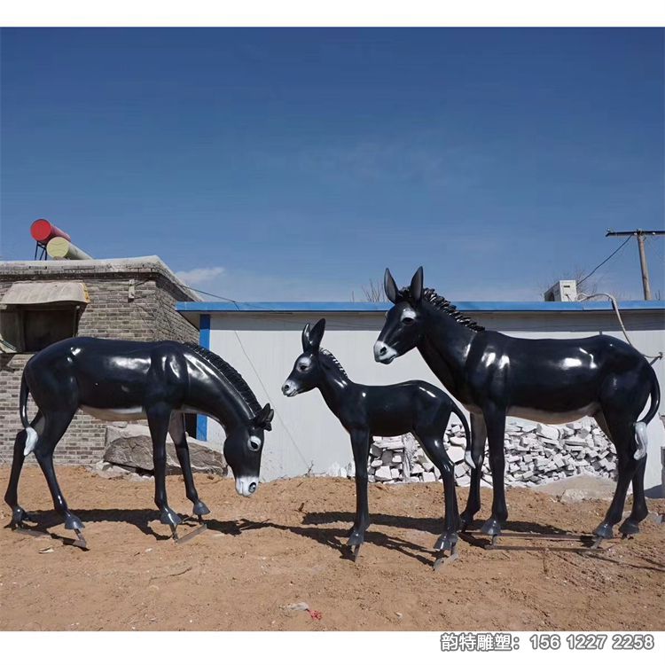 仿真毛驢雕塑，玻璃鋼仿真動物雕塑