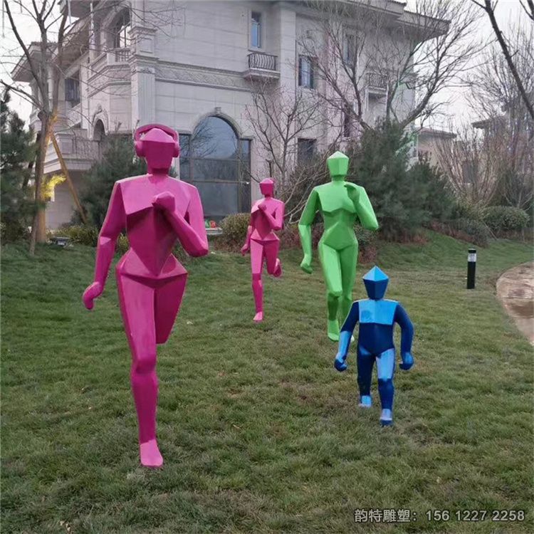 不銹鋼跑步人物雕塑，抽象剪影運動人物雕塑設計