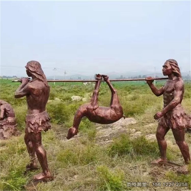 玻璃鋼原始人雕塑現(xiàn)貨，原始人山洞雕塑