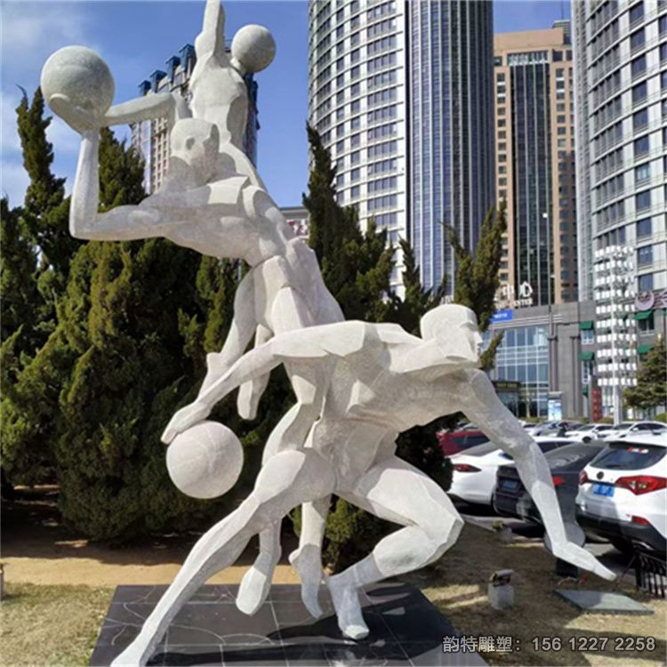 不銹鋼運(yùn)動(dòng)人物雕塑 公園幾何跑步打球人物雕像 