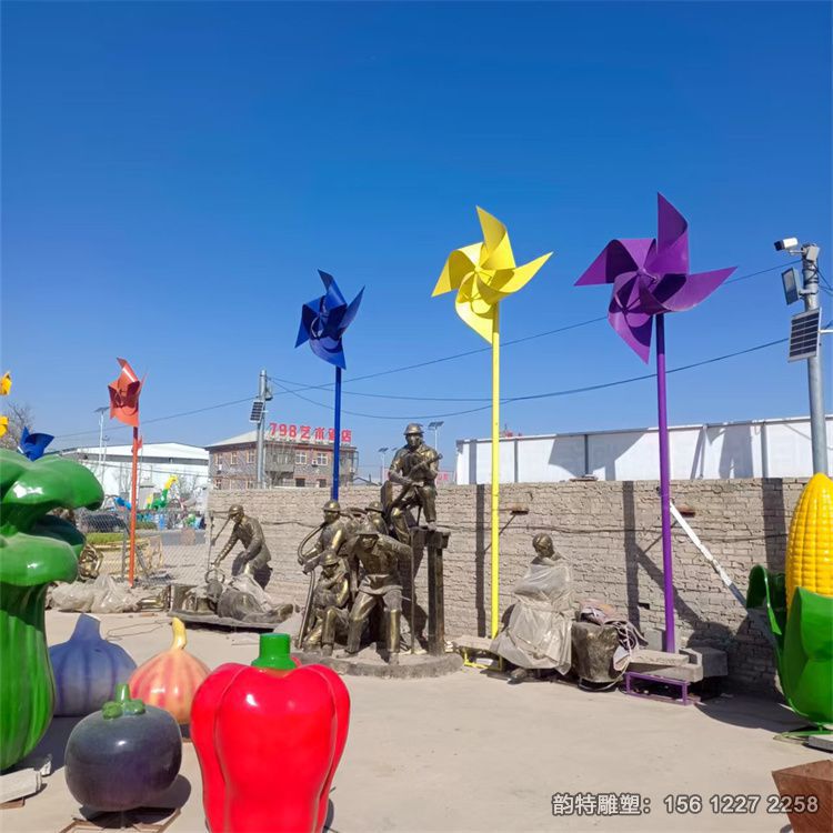 不銹鋼風(fēng)車(chē)雕塑 幼兒園彩色風(fēng)車(chē)雕塑