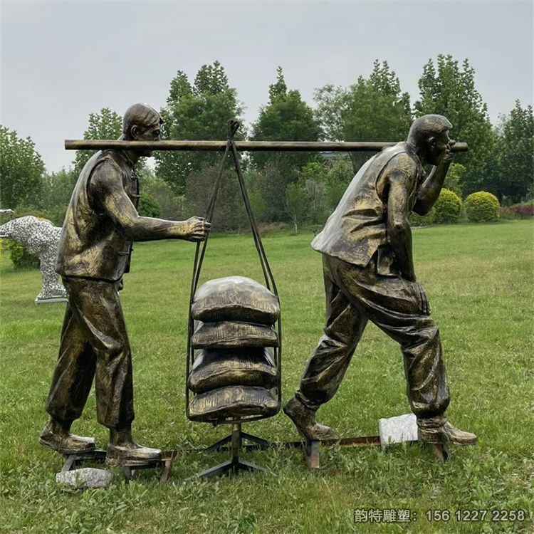 碼頭搬運(yùn)工雕塑 玻璃鋼碼頭工人雕像