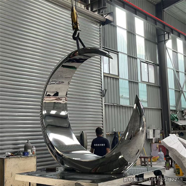 不銹鋼月亮雕塑模型 廣場圓環(huán)月亮定制